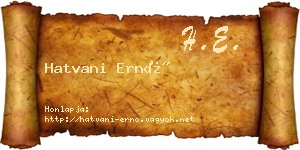 Hatvani Ernő névjegykártya